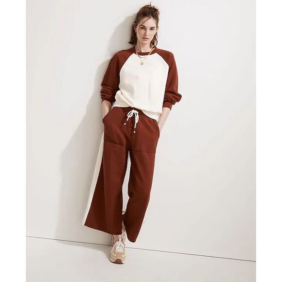 Madewell MWL Colorblock Baseball Sweatshirt Dusty Redwood XS